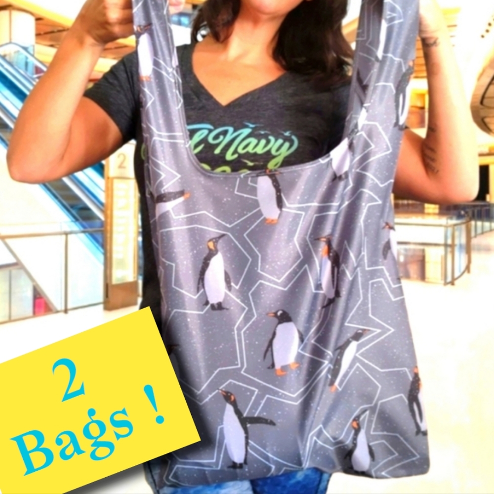 ❌❌SOLD❌❌ REUSABLE 🌎 Earth-Saving Shopping Bags PENGUINS 🐧 (2 bags)